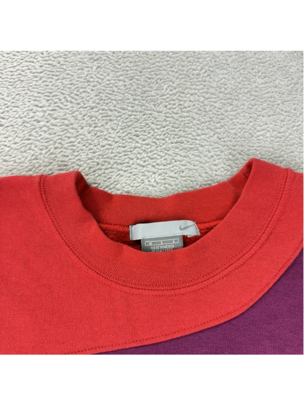 Vintage Nike Men's Size Medium Reworked Red/Purple Retro Fleece Crewneck Sweater - Picture 3 of 10